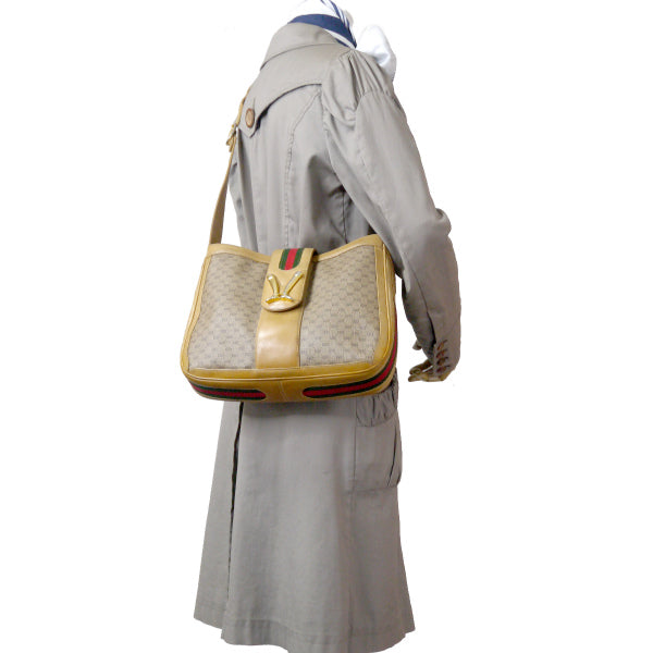 OLD Gucci 80sブーツマーク金具マイクロGGショルダー（キャメル）