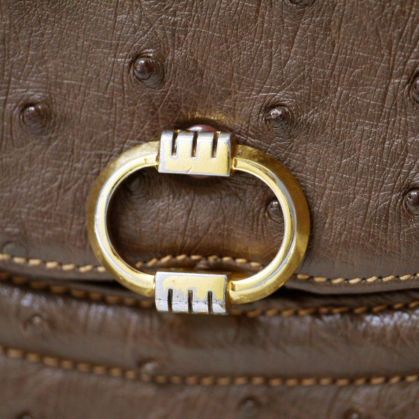 OLD Gucci 60s!オーストリッチ ミニハンドバッグ（茶）