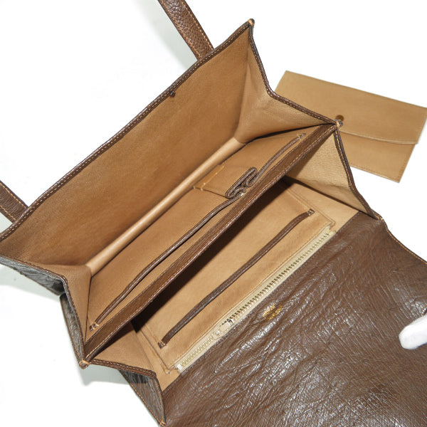 OLD Gucci 60s!オーストリッチ ミニハンドバッグ（茶）