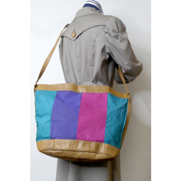 OLD Gucci トリコロールカラー大型ショルダー（緑/ピンク/紫）