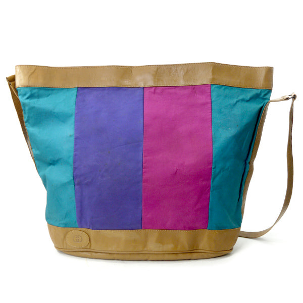 OLD Gucci トリコロールカラー大型ショルダー（緑/ピンク/紫）