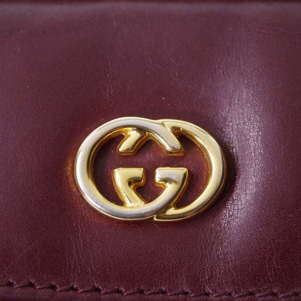 OLD Gucci 総革GG金具 横長ショルダー（ボルドー）