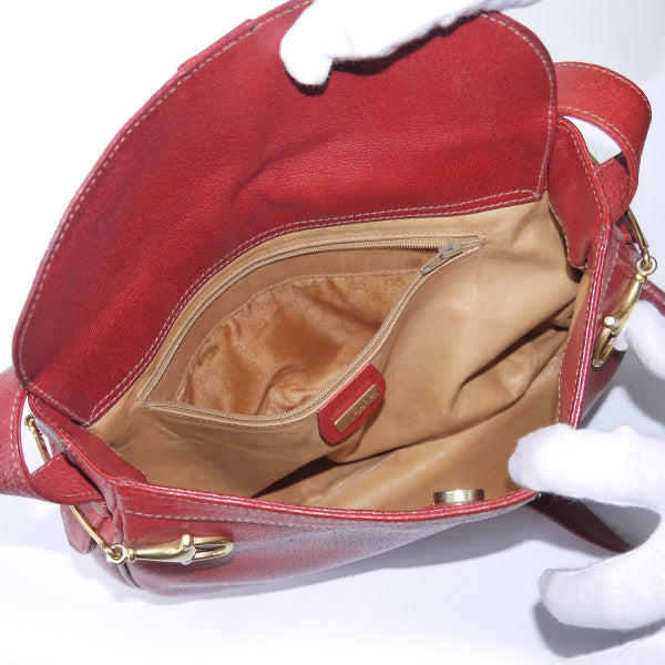 OLD Gucci ピグスキン ビット金具半円ショルダー（赤）