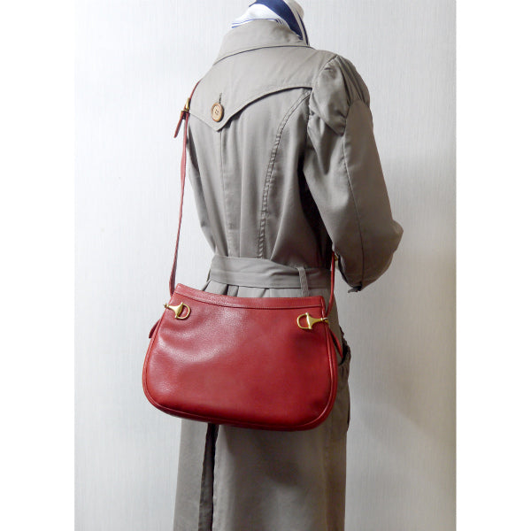 OLD Gucci ピグスキン ビット金具半円ショルダー（赤）