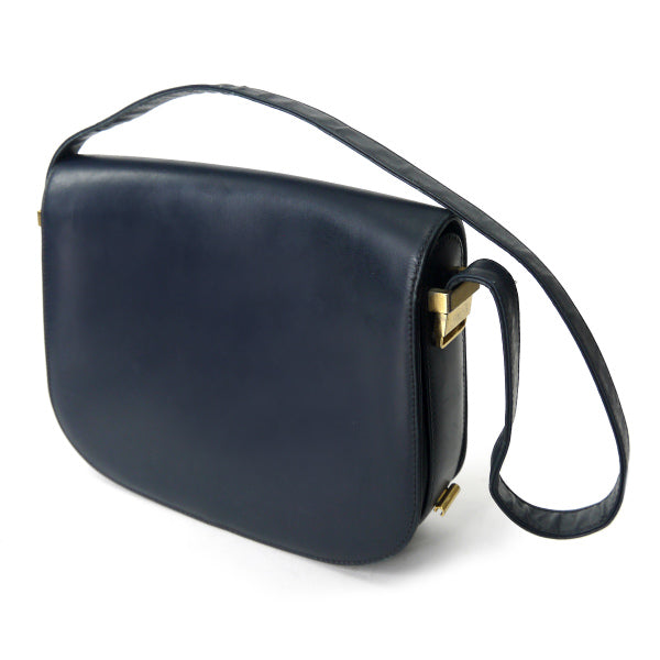 OLD Gucci　70sトライアングルGG総革2WAYショルダー（紺）