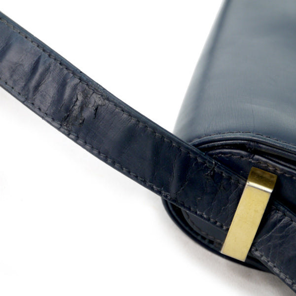 OLD Gucci　70sトライアングルGG総革2WAYショルダー（紺）