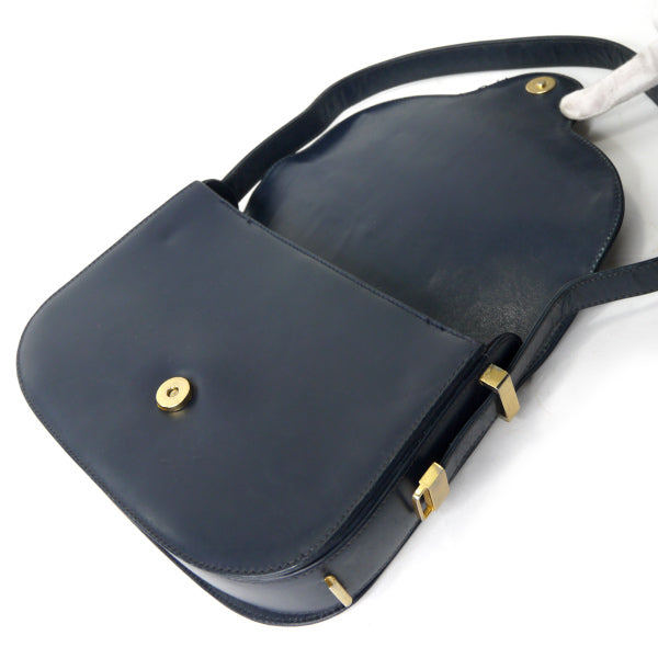 OLD Gucci　70sトライアングルGG総革2WAYショルダー（紺）