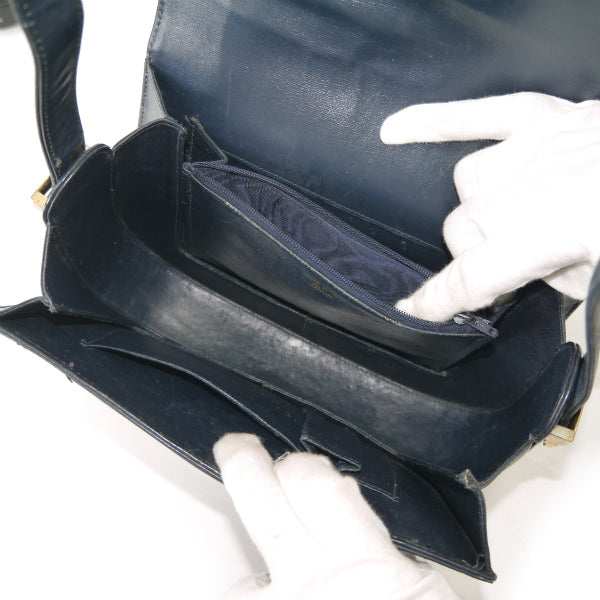 OLD Gucci　70sトライアングルGG総革2WAYショルダー（紺）