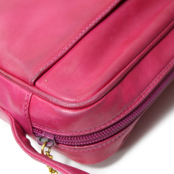 OLD Gucci　レア!ビットステッチ総革ポシェット（ピンク）