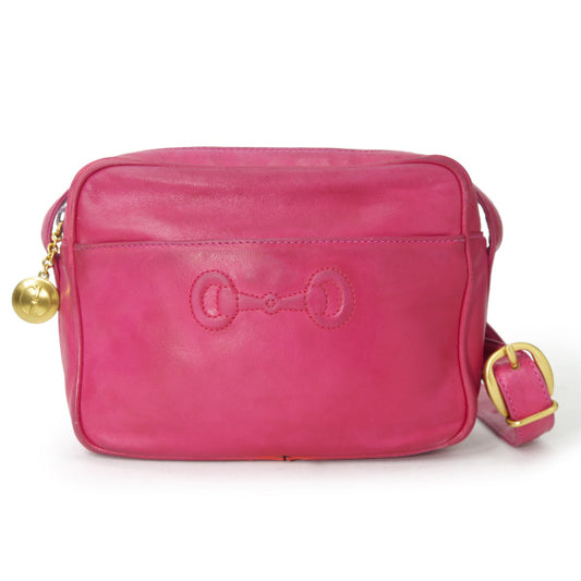 OLD Gucci　レア!ビットステッチ総革ポシェット（ピンク）