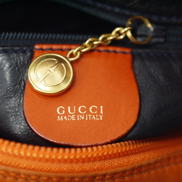 OLD Gucci　レア!ビットステッチ総革ポシェット（オレンジ）
