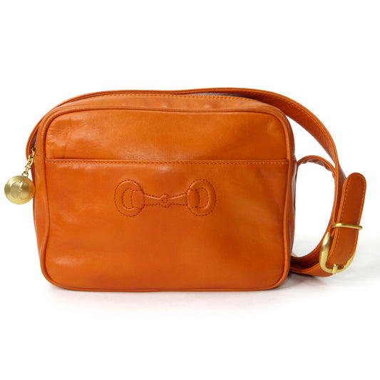 OLD Gucci　レア!ビットステッチ総革ポシェット（オレンジ）