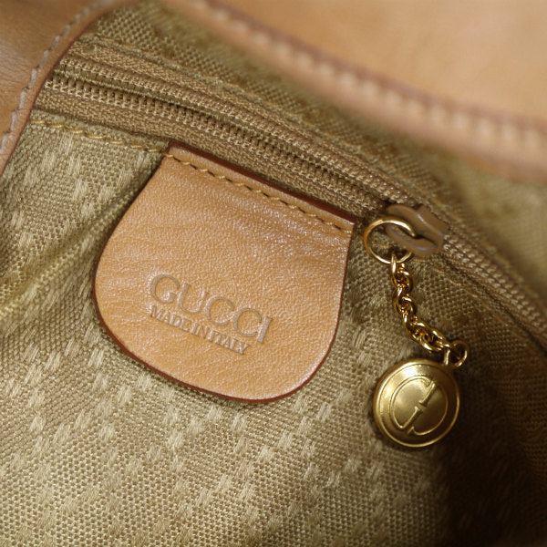 OLD Gucci レザー巾着リュックサック（キャメル）