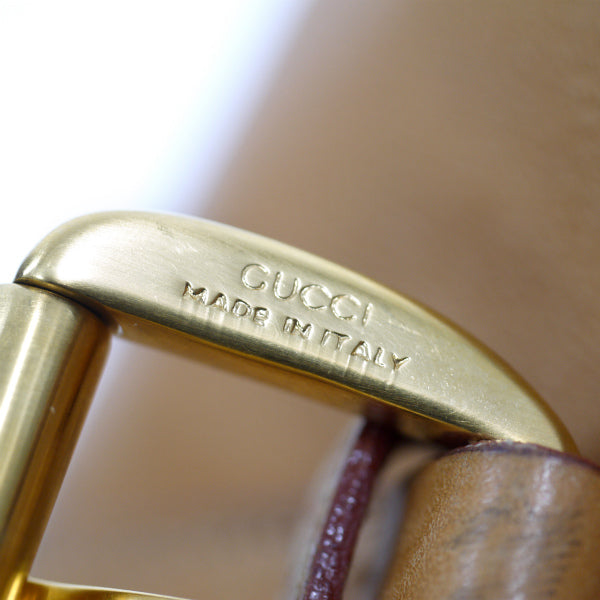 OLD Gucci レザー巾着リュックサック（キャメル）