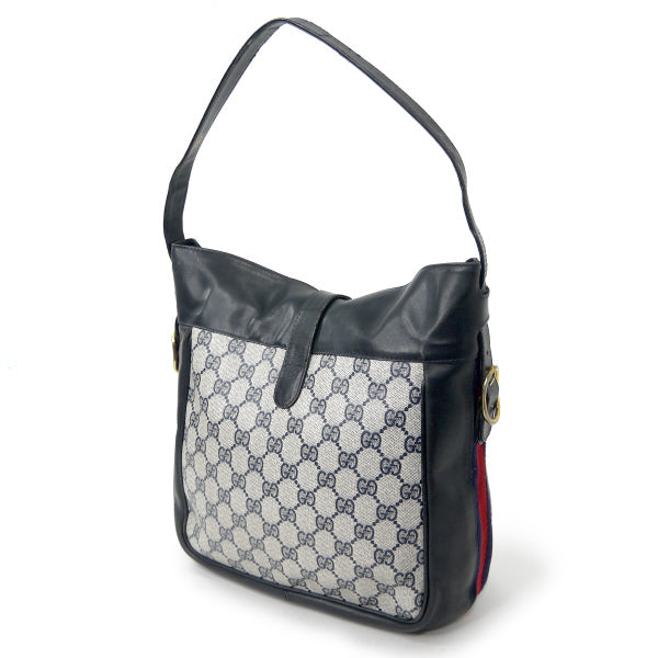 OLD Gucci サイドシェリーフック金具ショルダー（青）
