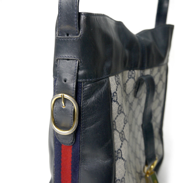 OLD Gucci サイドシェリーフック金具ショルダー（青）