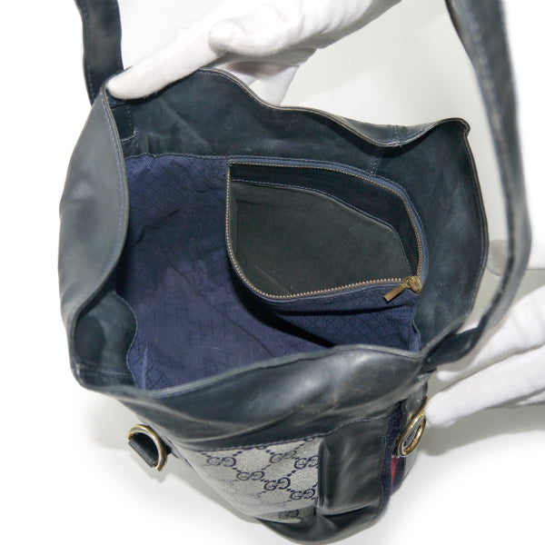 OLD Gucci サイドシェリーフック金具ショルダー（青）