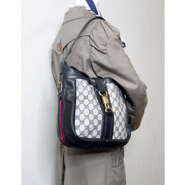 OLD Gucci サイドシェリーフック金具ショルダー（青）