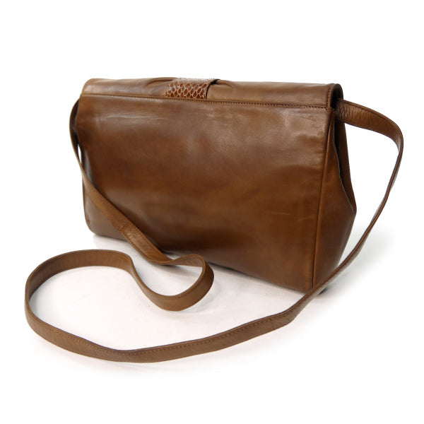 OLD Gucci パイソン×ラムスキン異素材コンビ2WAYバッグ（茶）