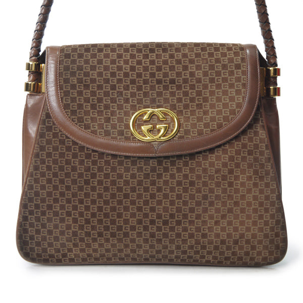 OLD Gucci スクエアGGロープショルダー（濃茶/スエード）
