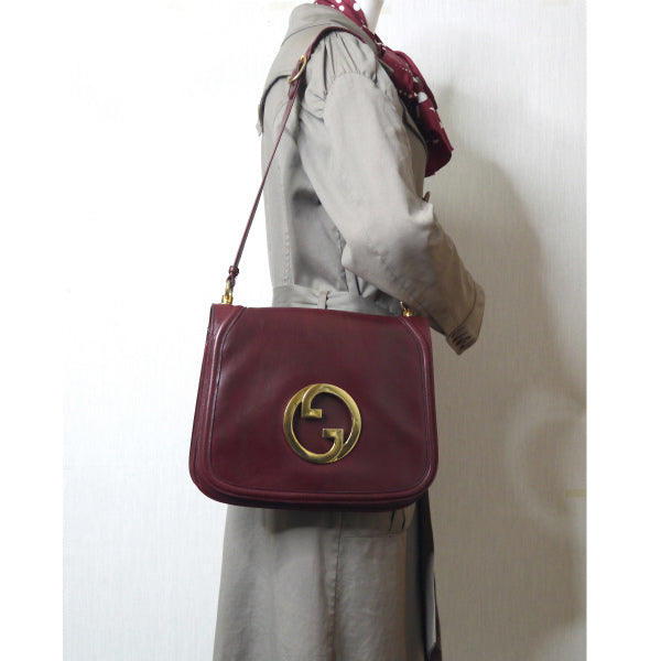 OLD Gucci  レア！インターロッキングショルダー（ワインレッド）