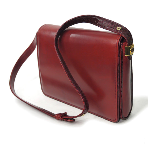 OLD Gucci　リザード×革コンビ2WAYショルダー （深赤）