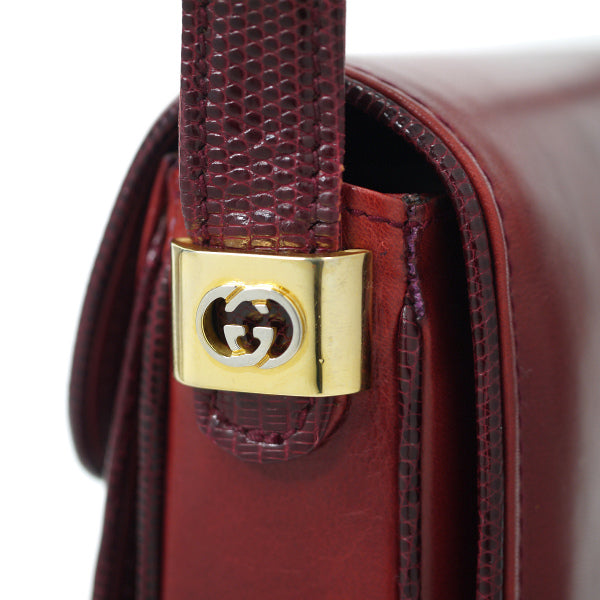 OLD Gucci　リザード×革コンビ2WAYショルダー （深赤）