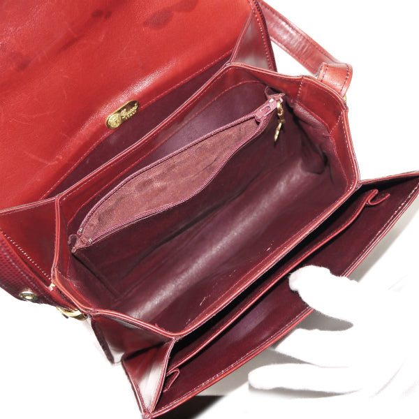 OLD Gucci　リザード×革コンビ2WAYショルダー （深赤）