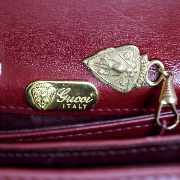OLD Gucci　リザード×革コンビ2WAYショルダー （深赤）