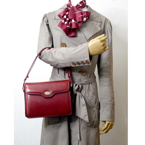 OLD Gucci　リザード×革コンビ2WAYショルダー （深赤）