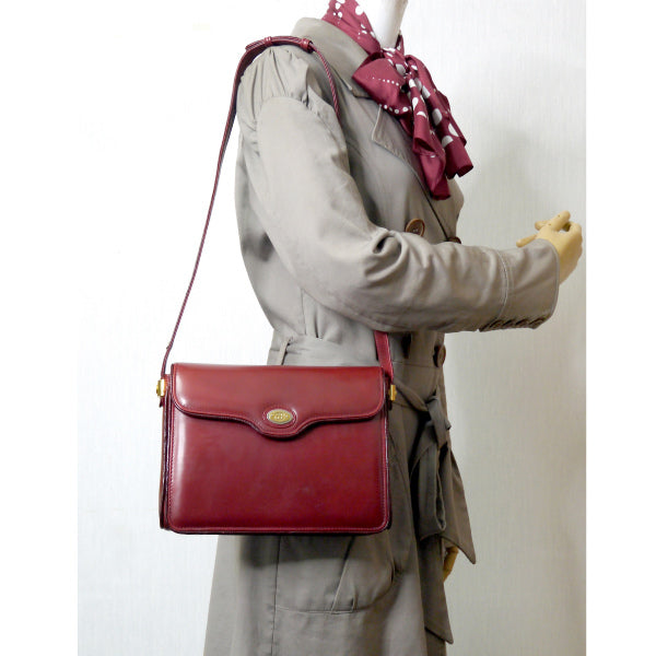 OLD Gucci　リザード×革コンビ2WAYショルダー （深赤）