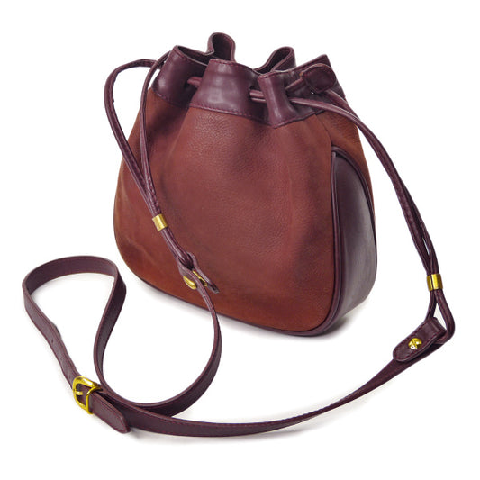 OLD Gucci　ヌバック 巾着ミニショルダー（ボルドー）