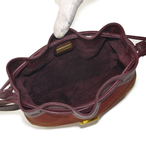 OLD Gucci　ヌバック 巾着ミニショルダー（ボルドー）