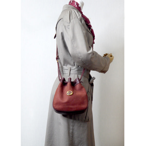 OLD Gucci　ヌバック 巾着ミニショルダー（ボルドー）