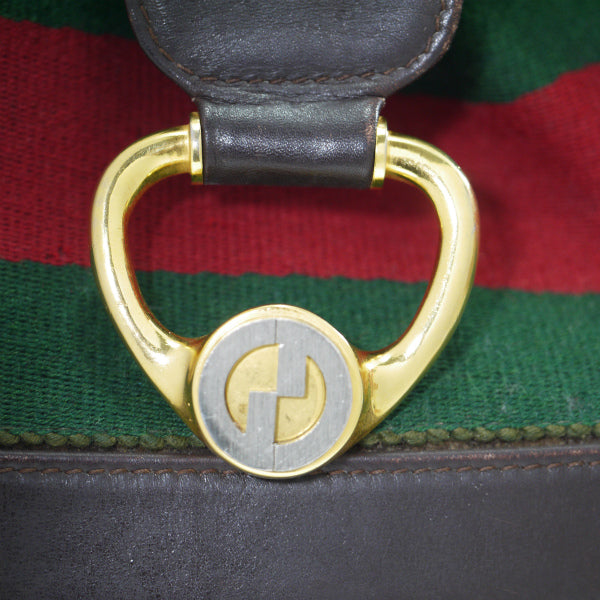 OLD Gucci　お宝！スクエアGG巾着べっ甲ハンドバッグ（濃茶/スエード）