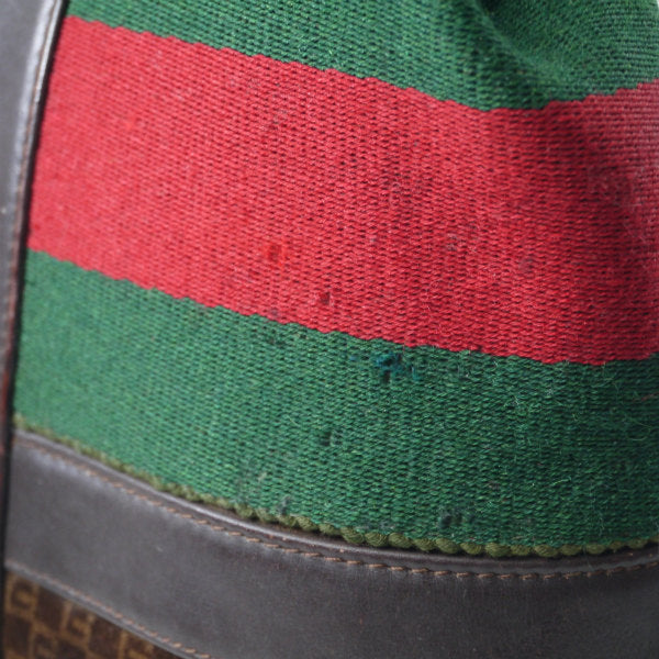 OLD Gucci　お宝！スクエアGG巾着べっ甲ハンドバッグ（濃茶/スエード）