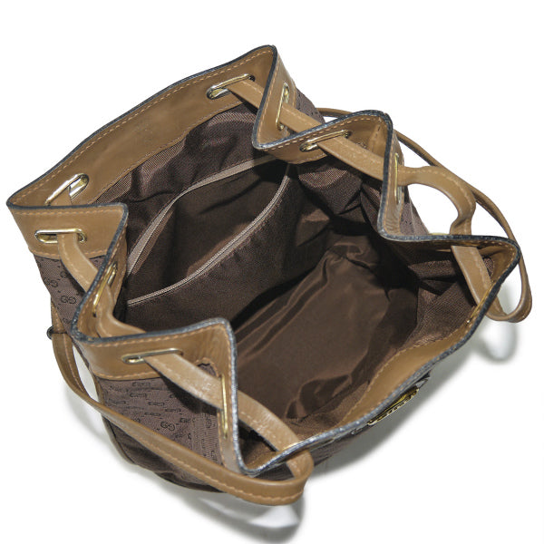 OLD Gucci　筆記体ロゴ巾着型マイクロGGショルダー（茶）