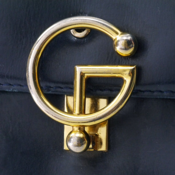 OLD Gucci  50s!稀少G留め具ミニレザーバッグ（紺）