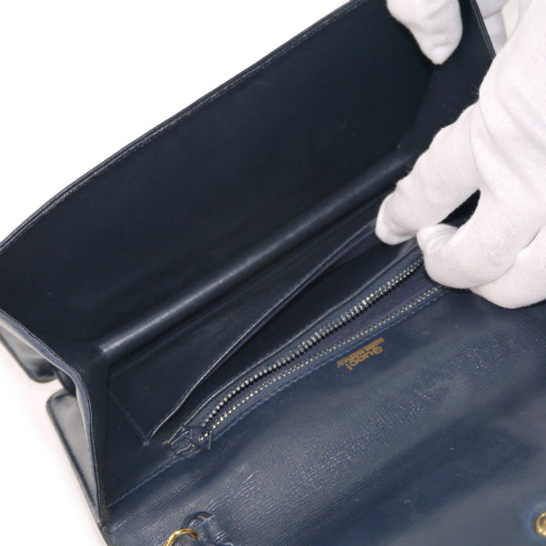 OLD Gucci  50s!稀少G留め具ミニレザーバッグ（紺）