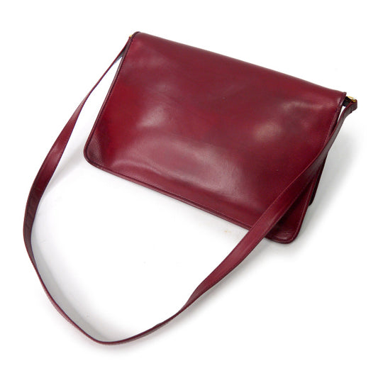 OLD Gucci  レア!!G留め具レザー2WAYバッグ（深赤）