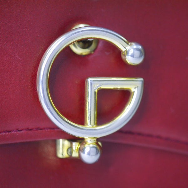 OLD Gucci  レア!!G留め具レザー2WAYバッグ（深赤）