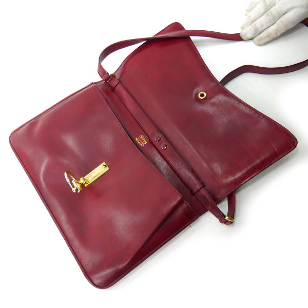 OLD Gucci  レア!!G留め具レザー2WAYバッグ（深赤）