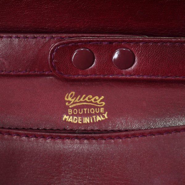 OLD Gucci  レア!!G留め具レザー2WAYバッグ（深赤）
