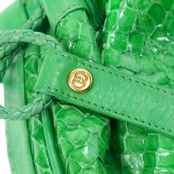 OLD Gucci　レア！パイソン巾着ミニショルダー（緑）