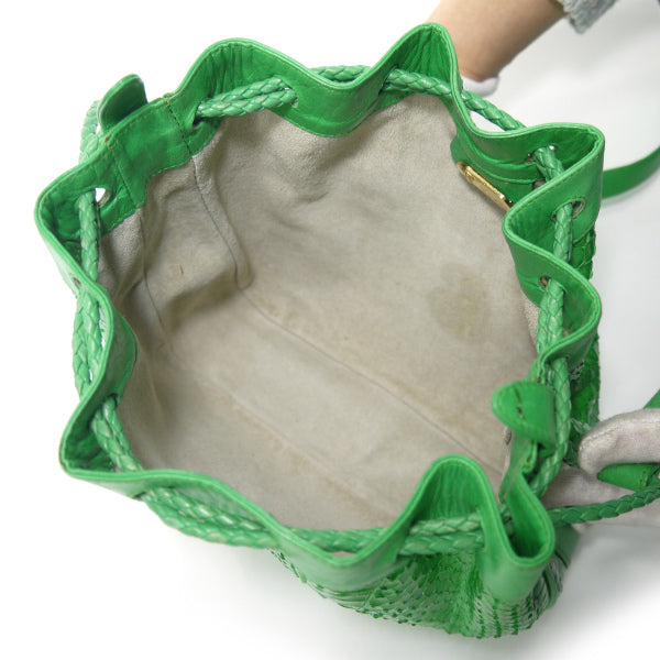 OLD Gucci　レア！パイソン巾着ミニショルダー（緑）