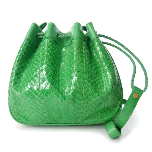 OLD Gucci　レア！パイソン巾着ミニショルダー（緑）