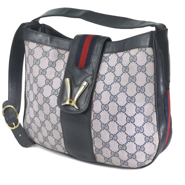 OLD Gucci 激レア!!ブーツマーク金具ショルダー（青/薄ピンク）