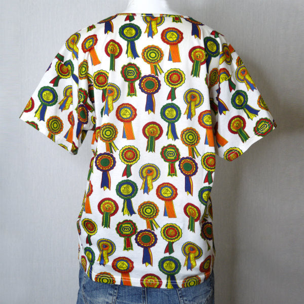 OLD Gucci レア!ロゼット柄 コットンTシャツ（白系）