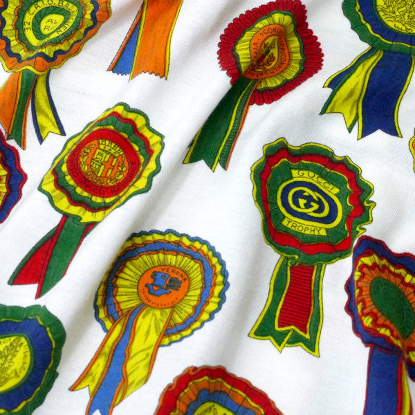 OLD Gucci レア!ロゼット柄 コットンTシャツ（白系）