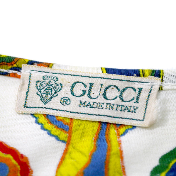 OLD Gucci レア!ロゼット柄 コットンTシャツ（白系）